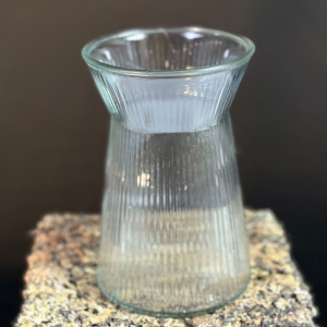Frosted Glass Ribbed Vase