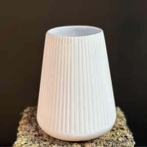 Ribbed White Vase